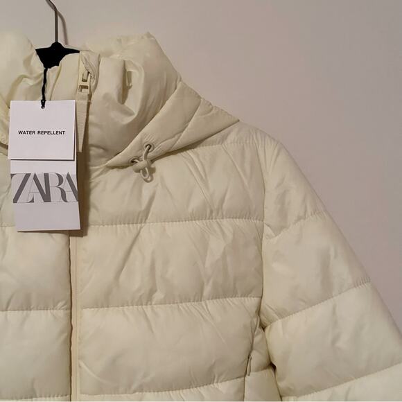 ZARA Women's Short Yellow Hooded Puffer Jacket New Medium - Picture 9 of 9